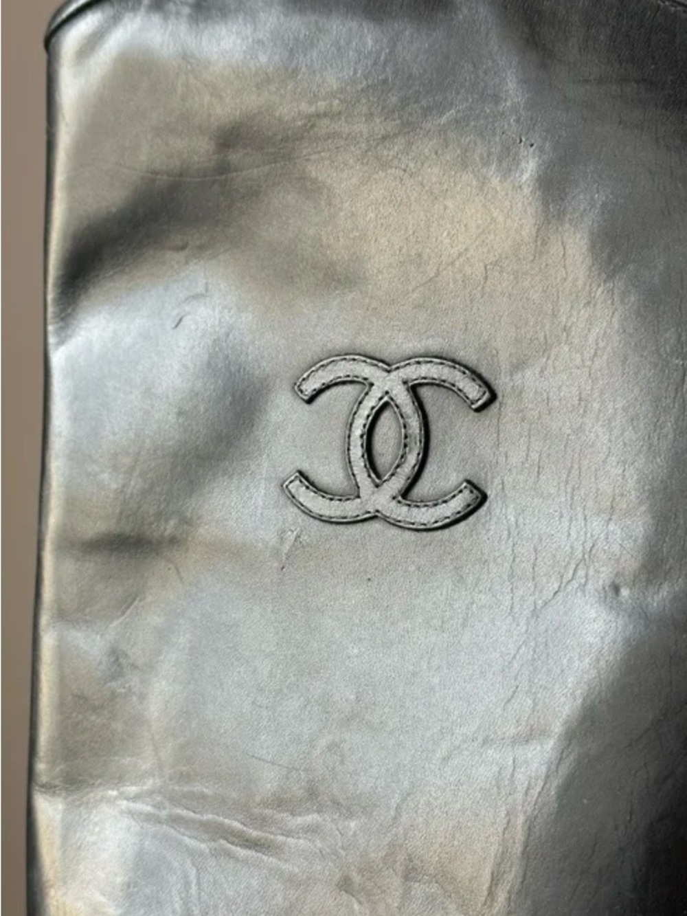 CHANEL Black Leather Over-the-Knee Boots with Embossed CC size 38 1/2C - Picture 6 of 12